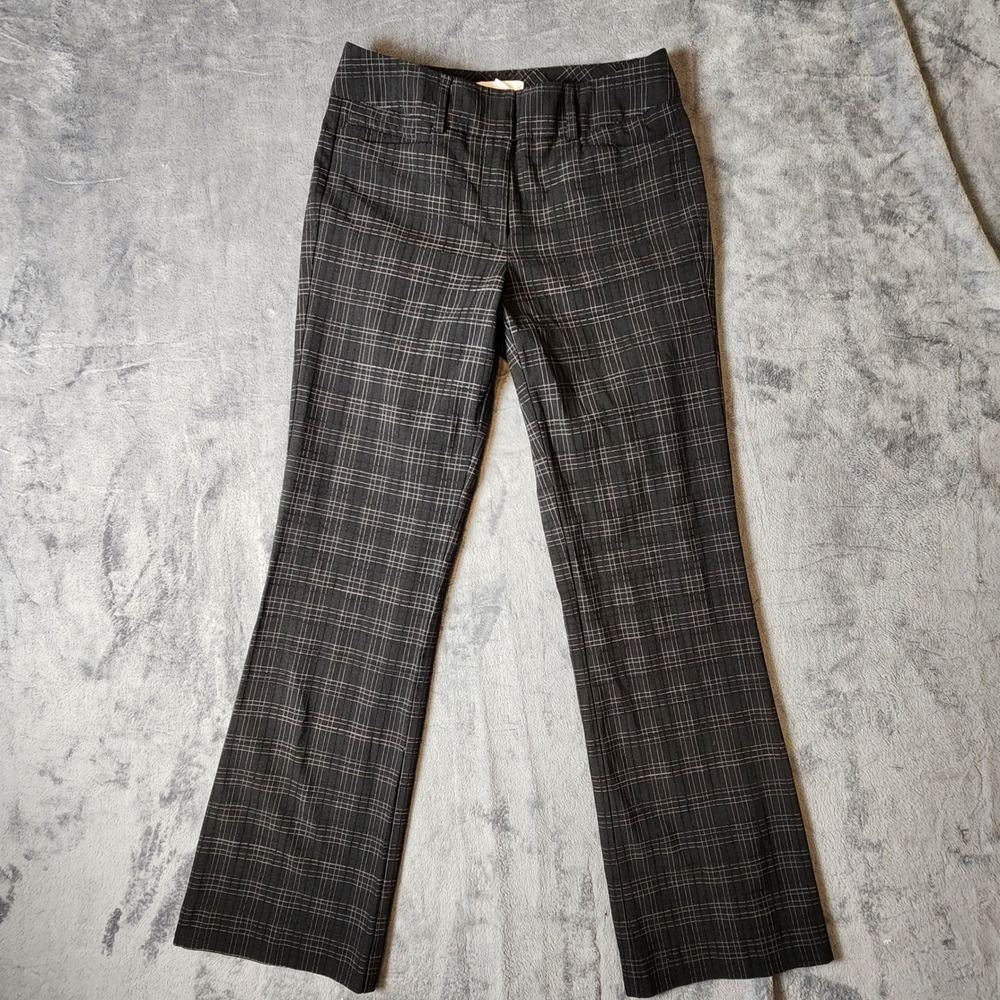 New York & Company Black Plaid Bootcut Stretch Dress Pants Size 0 Tall